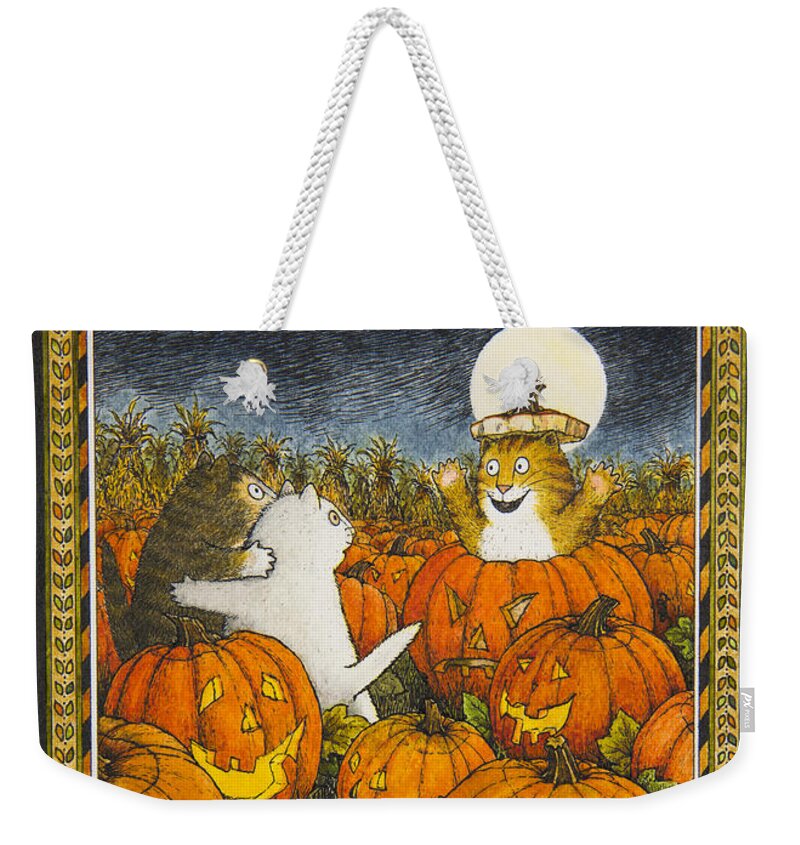 Cats Weekender Tote Bag featuring the painting Scaredy Cats by Lynn Bywaters