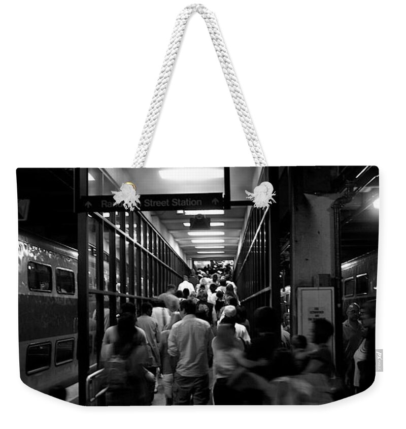 Schedule Weekender Tote Bag featuring the photograph Scheduled Motion by Frank J Casella