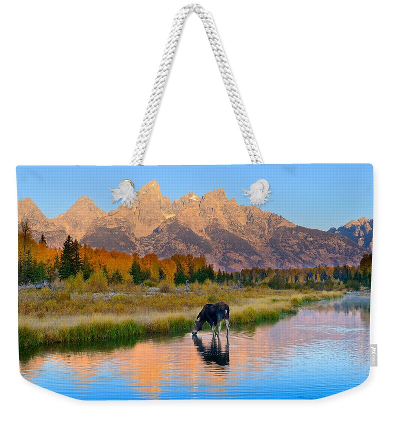 Grand Teton National Park Weekender Tote Bag featuring the photograph Schwabacher Morning Light by Greg Norrell
