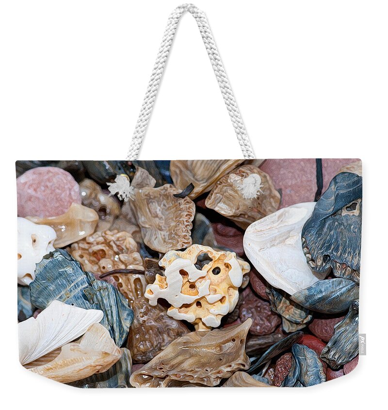 Shells Weekender Tote Bag featuring the photograph Sea Debris 4 by WB Johnston