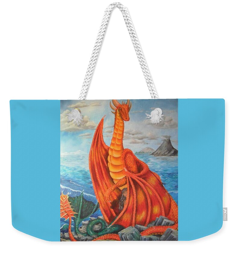 Dragon Weekender Tote Bag featuring the painting Sea Shore Pair by Nicole Angell