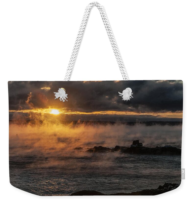 Sea Smoke Weekender Tote Bag featuring the photograph Sea Smoke Sunrise by Marty Saccone