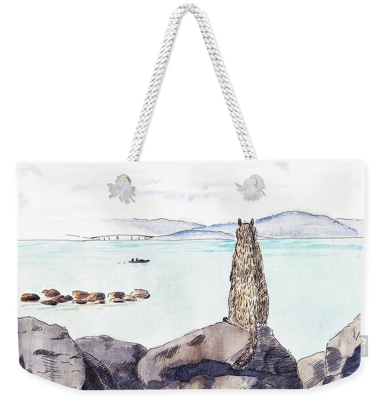 Sketch Weekender Tote Bag featuring the painting Sea Squirrel by Masha Batkova