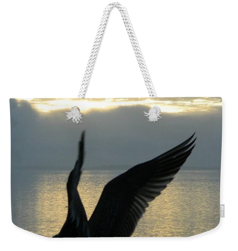 Seagull Weekender Tote Bag featuring the photograph Seagull Christmas by Gallery Of Hope 