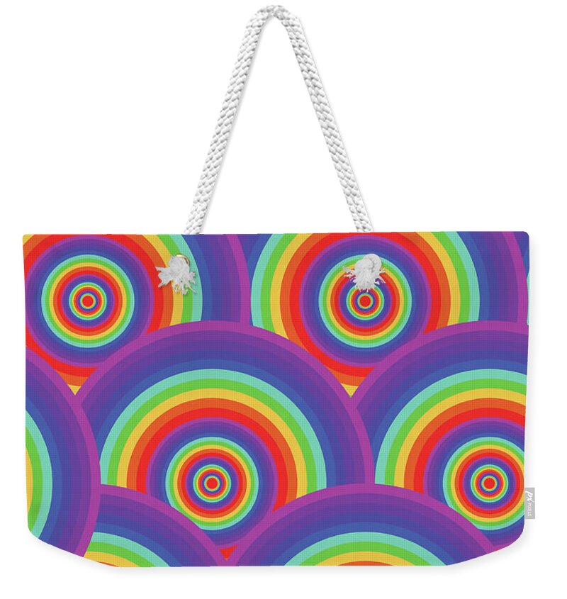 Curve Weekender Tote Bag featuring the digital art Seamless Psychedelic Rainbow Texture by Veleri