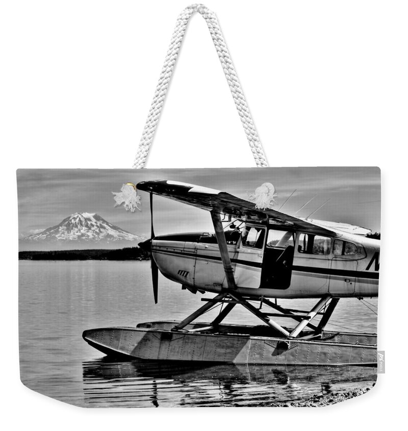 Mount Rainier Weekender Tote Bag featuring the photograph Seaplane Standby by Benjamin Yeager