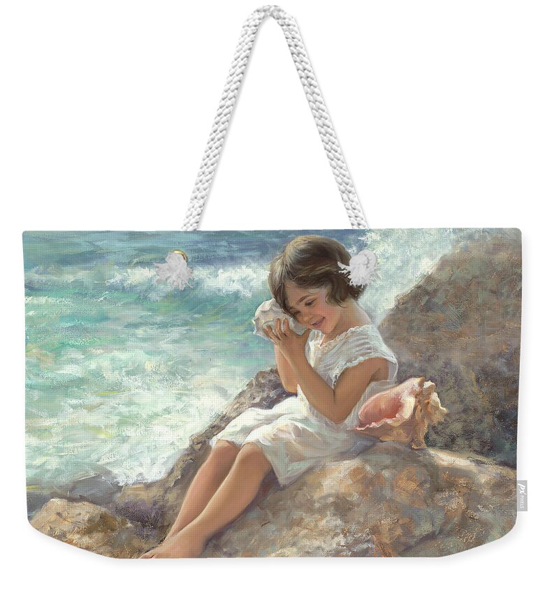Beach Sand Weekender Tote Bag featuring the painting Seashell Magic by Laurie Snow Hein