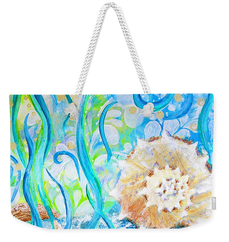 Seashells Weekender Tote Bag featuring the painting Seashells by Jan Marvin by Jan Marvin
