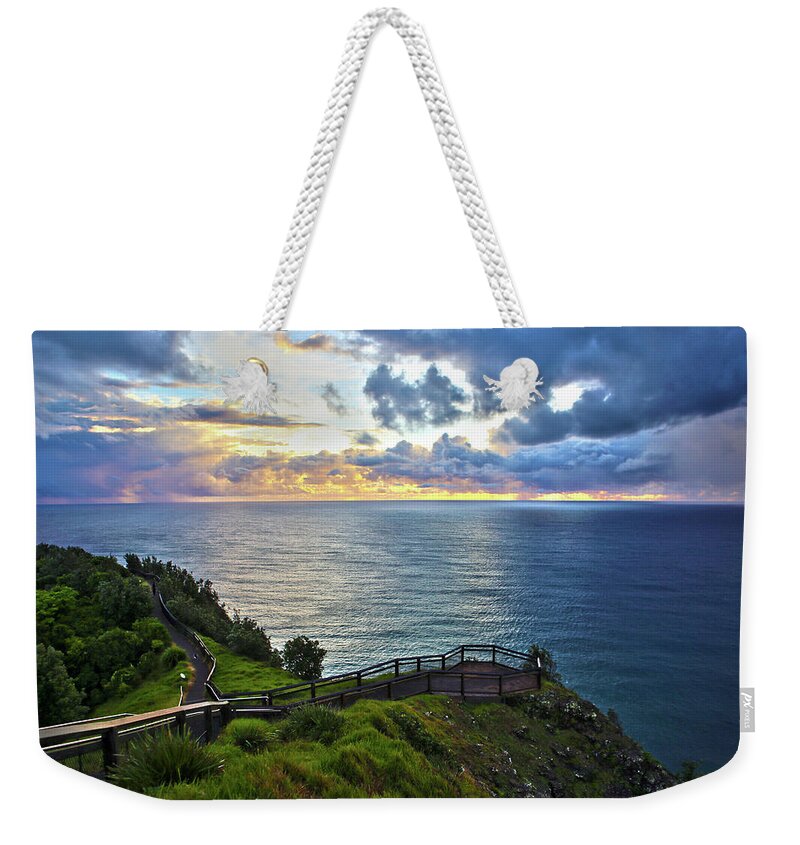 Tranquility Weekender Tote Bag featuring the photograph Seaside Sunrise In Byron Bay Australia by Photography By Bobi