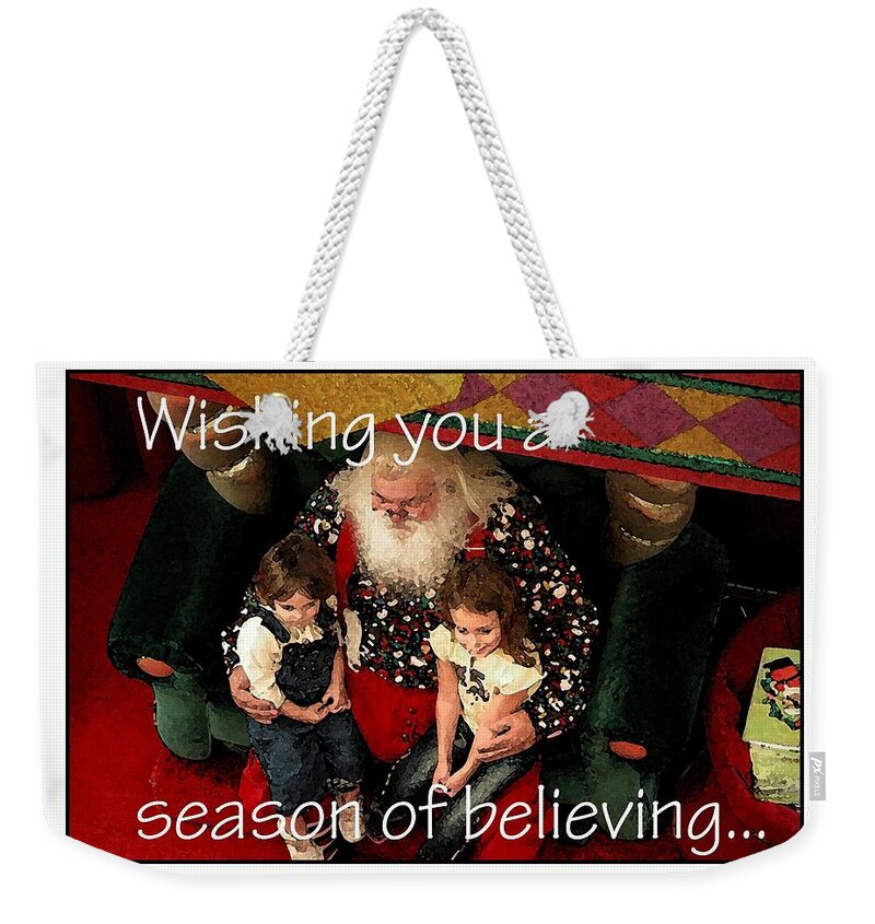 Celebrate Weekender Tote Bag featuring the photograph Season Of Believing 9733 by Jerry Sodorff
