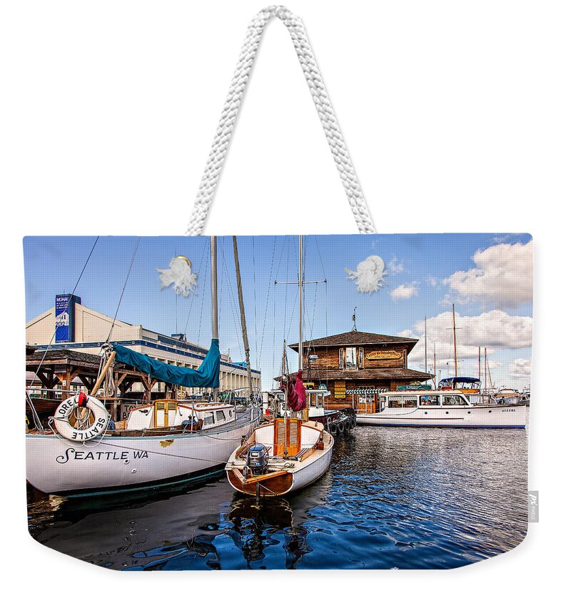 Seattle Weekender Tote Bag featuring the photograph Seattle Center for Wooden Boats by Ian Good
