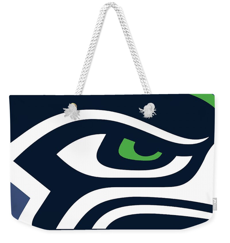 Seattle Weekender Tote Bag featuring the painting Seattle Seahawks by Tony Rubino