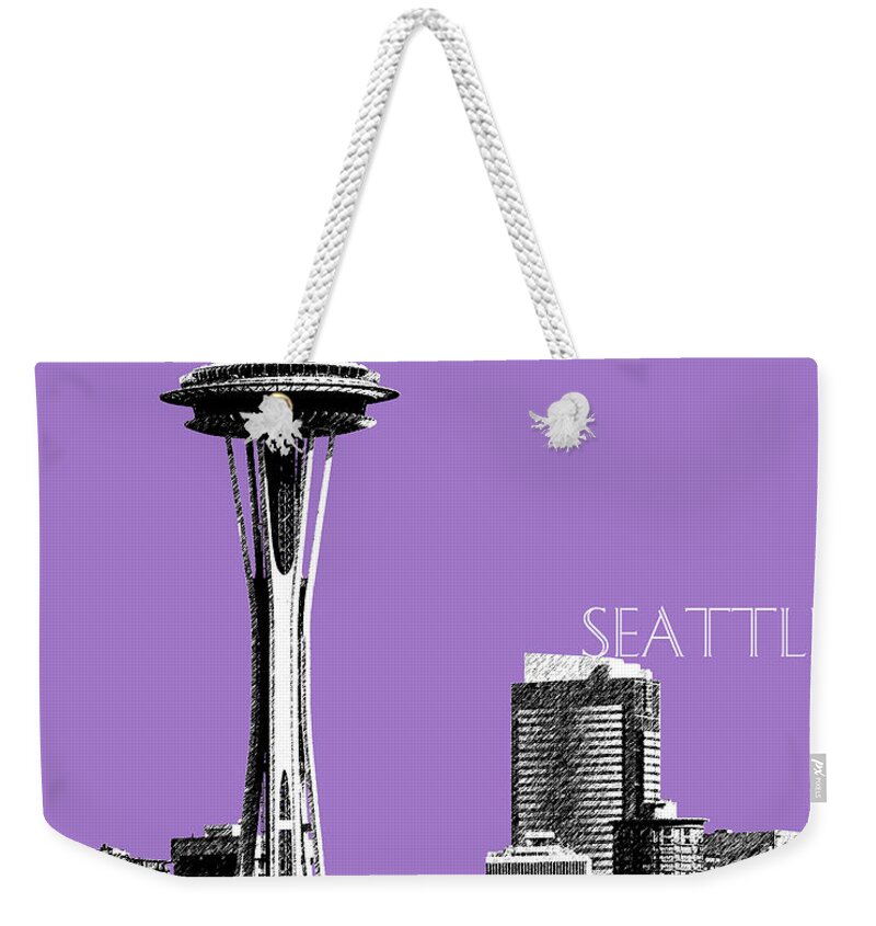 Architecture Weekender Tote Bag featuring the digital art Seattle Skyline Space Needle - Violet by DB Artist