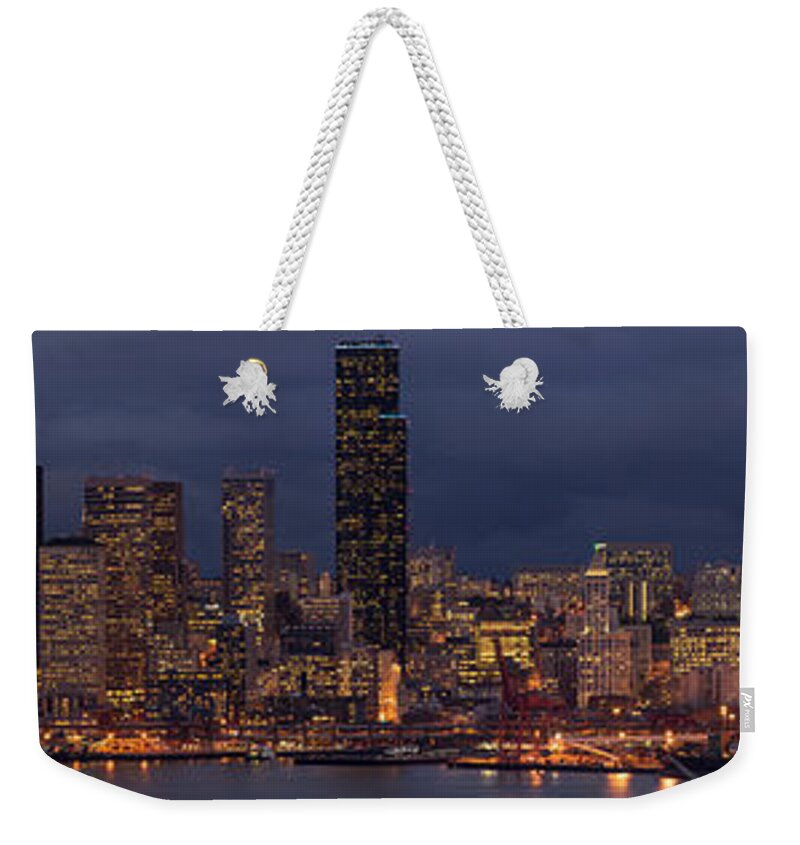 Seattle Weekender Tote Bag featuring the photograph Seattle Urban Details Dusk by Mike Reid