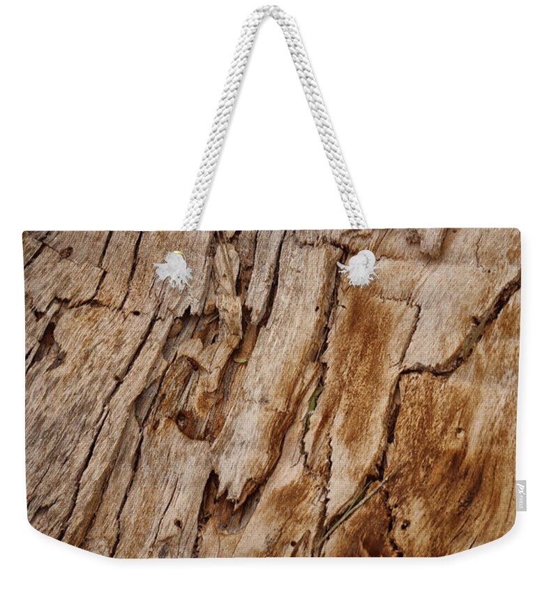 Wood Weekender Tote Bag featuring the photograph Sedona Wood Bark with Texture by Angela Stanton