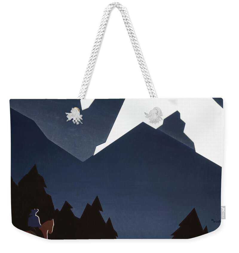 Adventure Weekender Tote Bag featuring the digital art See America - Montana Mountains by Georgia Clare