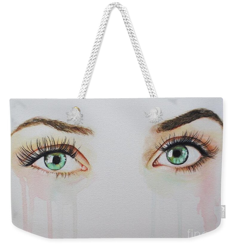 Eye Painting Weekender Tote Bag featuring the painting Seeing Into The Soul #1 by Malinda Prud'homme