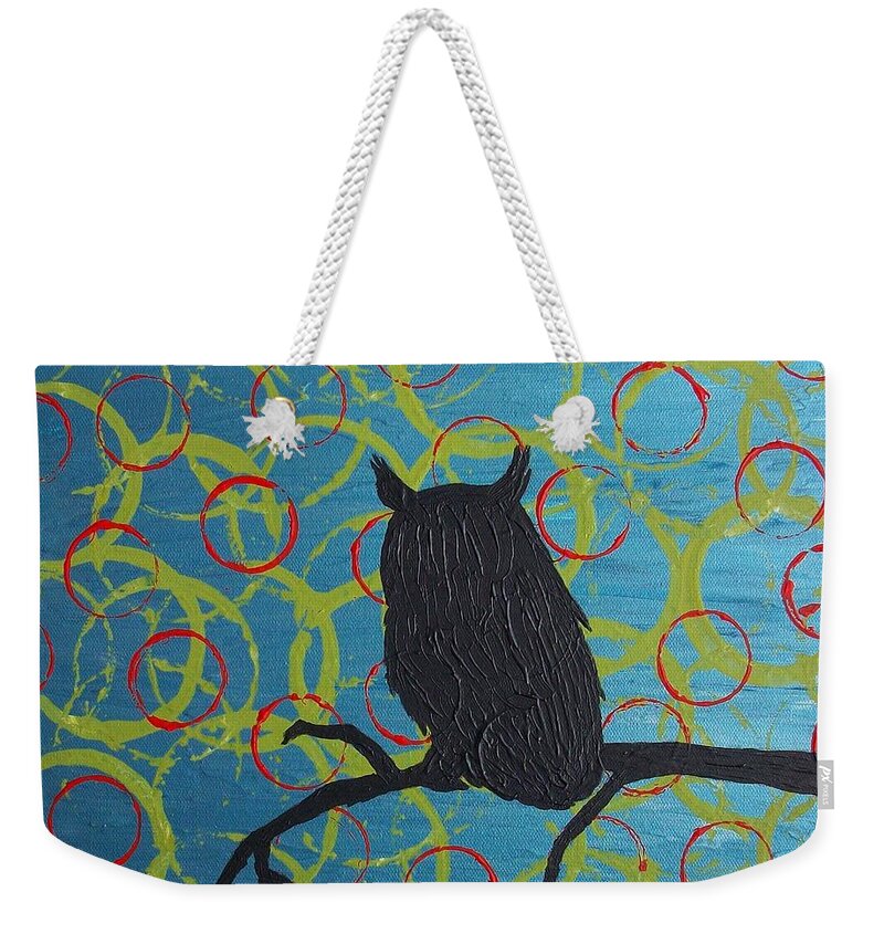 Owl Weekender Tote Bag featuring the painting Seer by Jacqueline McReynolds
