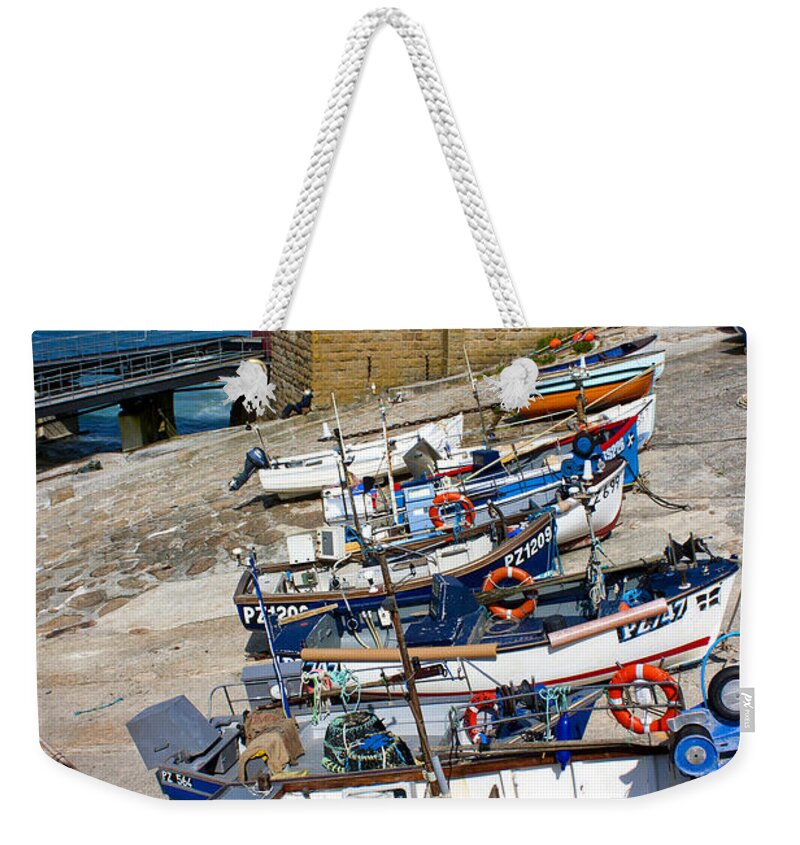 Sennen Cove Weekender Tote Bag featuring the photograph Sennen Cove Fishing Fleet by Terri Waters
