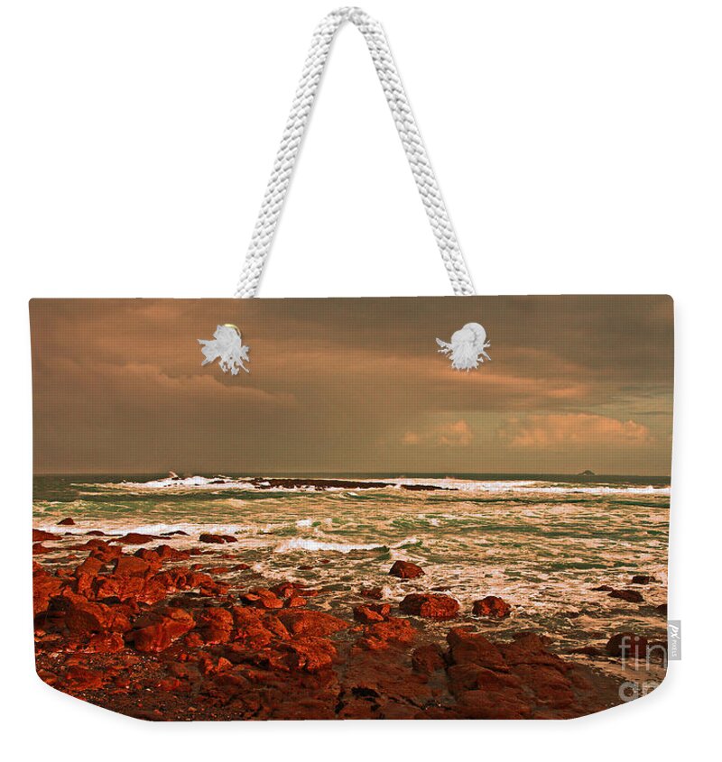 Kernow Weekender Tote Bag featuring the photograph Sennen storm by Linsey Williams