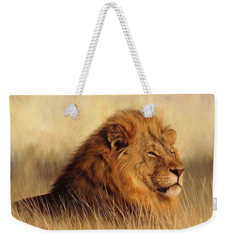 Animals Weekender Tote Bag featuring the painting Serengeti Glow by David Stribbling