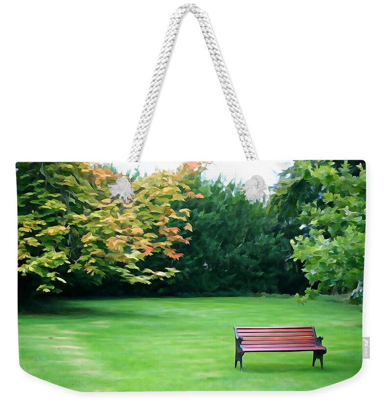 Bench Weekender Tote Bag featuring the photograph Serenity by Norma Brock