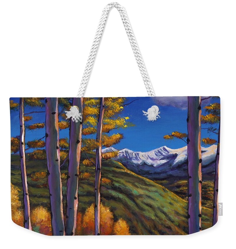 Autumn Aspen Weekender Tote Bag featuring the painting Serenity by Johnathan Harris
