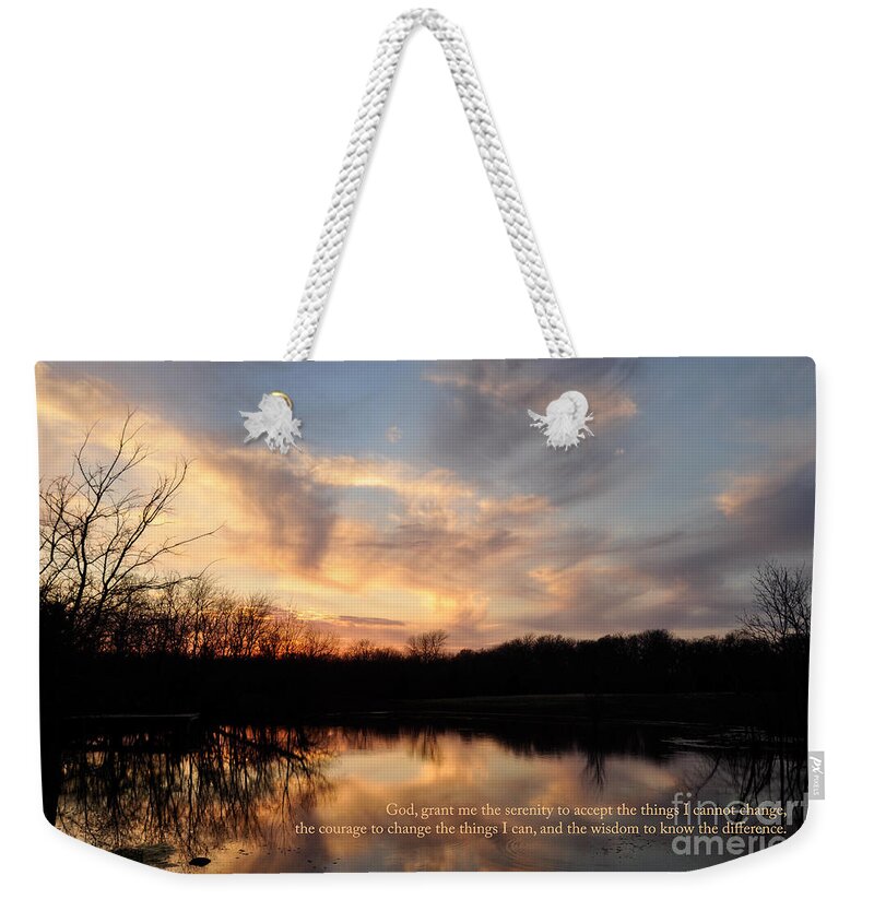 Serenity Prayer Weekender Tote Bag featuring the photograph Serenity Prayer Quote by Cheryl McClure
