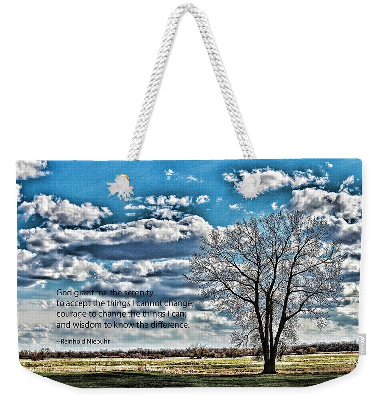 Landscape Weekender Tote Bag featuring the photograph Serenity Prayer by Sylvia Thornton