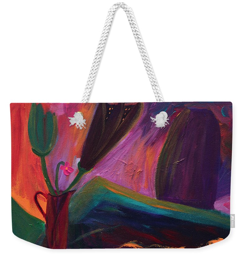 Table Weekender Tote Bag featuring the painting Setting The Mood by Donna Blackhall