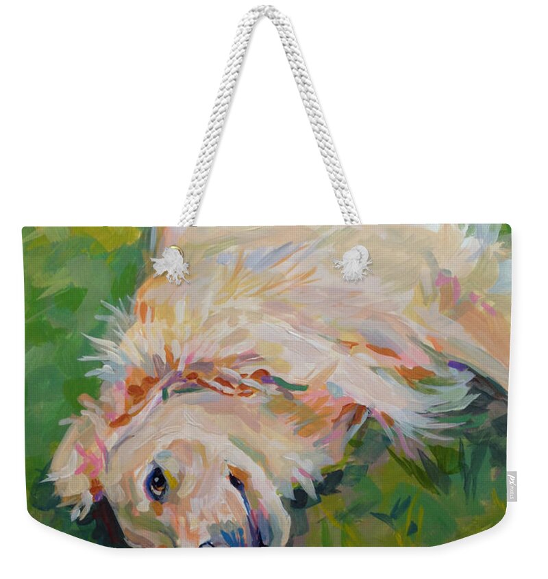 Golden Weekender Tote Bag featuring the painting Seventh Inning Stretch by Kimberly Santini