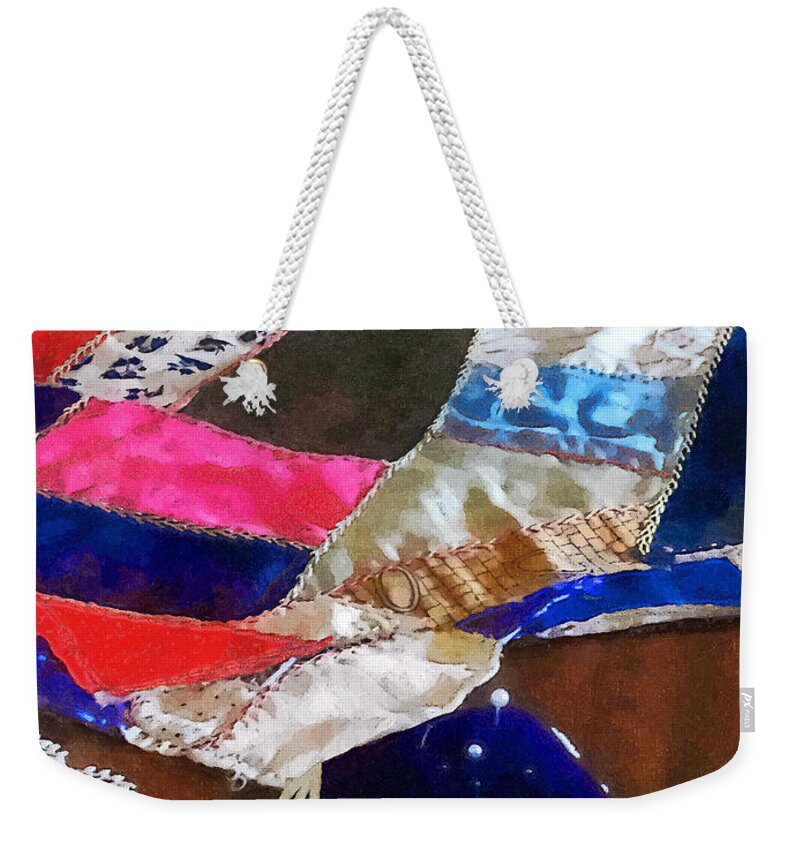 Quilt Weekender Tote Bag featuring the photograph Sewing - Making a Quilt by Susan Savad