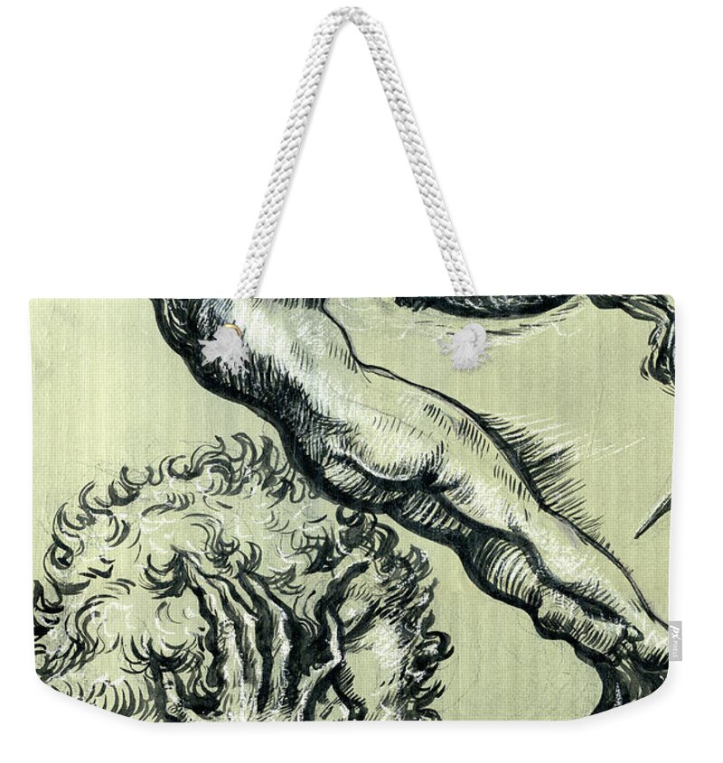 Surreal Weekender Tote Bag featuring the mixed media Shades of Grays One by John Ashton Golden