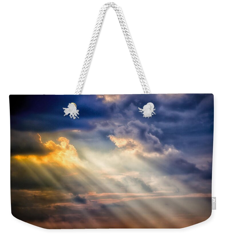 Shaft Weekender Tote Bag featuring the photograph Shaft of light by Garry Gay