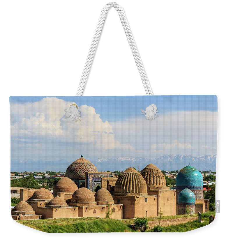 Tranquility Weekender Tote Bag featuring the photograph Shah-e-zinda, Samarkand, Uzbekistan by Frans Sellies