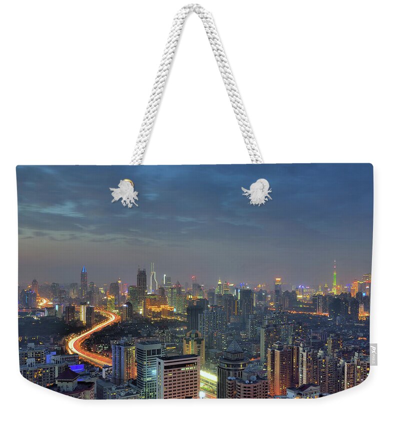 Tranquility Weekender Tote Bag featuring the photograph Shanghai Cityscape With Crowded by Wei Fang
