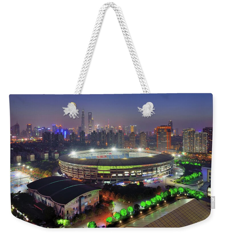 Financial District Weekender Tote Bag featuring the photograph Shanghai Pudong Cityscape by Wei Fang