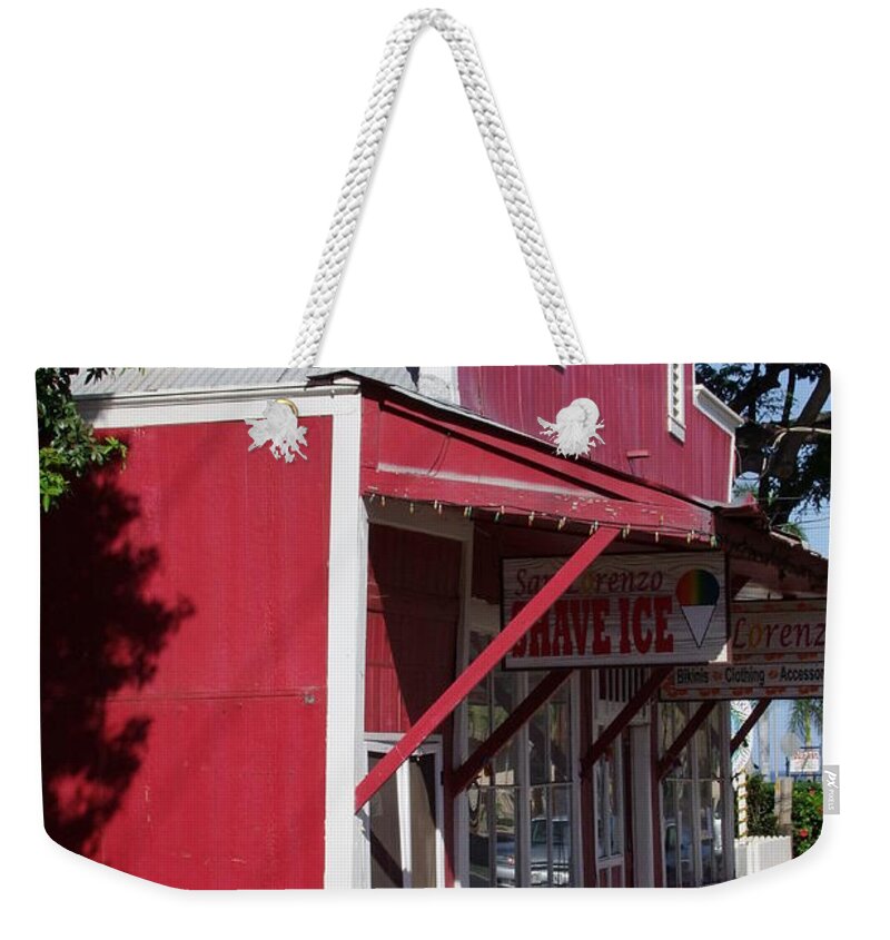 Shave Ice Weekender Tote Bag featuring the photograph Shave Ice Store Haleiwa Hawaii by Mary Deal