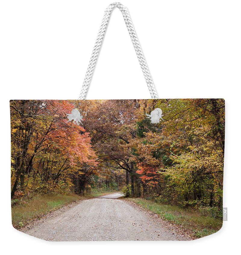 Road Weekender Tote Bag featuring the photograph Shawnee Forest Road by Sandy Keeton
