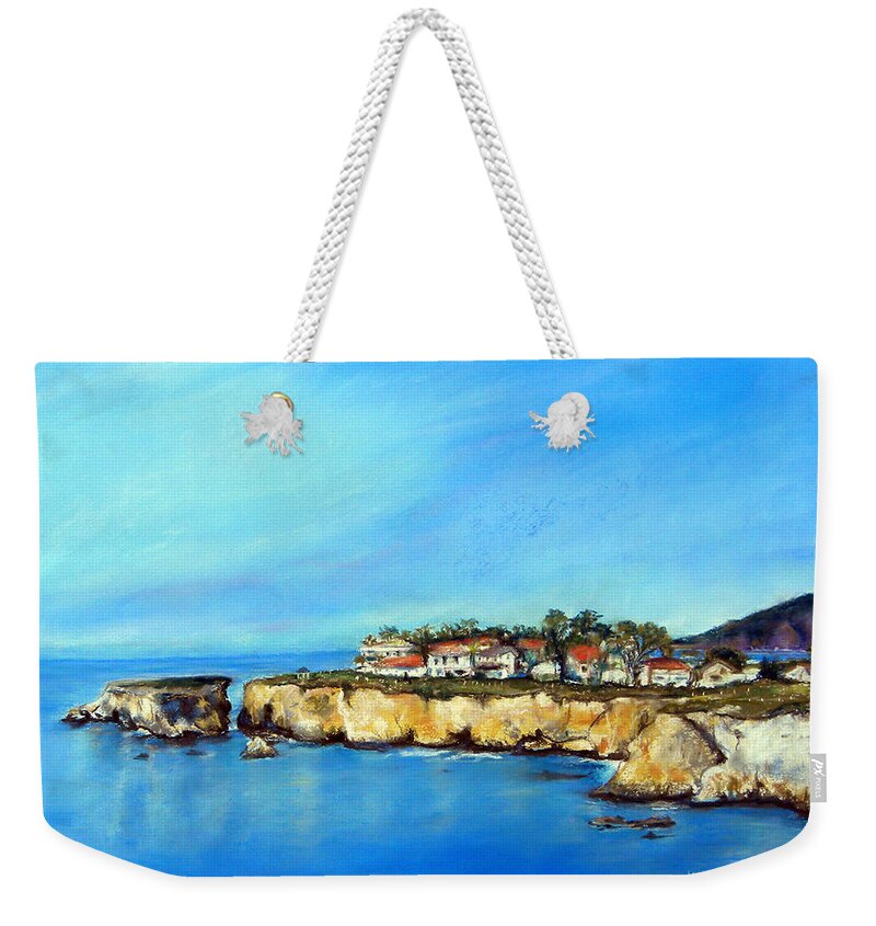 Seascape Weekender Tote Bag featuring the painting Shell Beach California by Hilda Vandergriff
