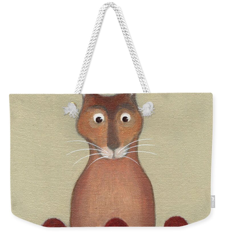 Hare Weekender Tote Bag featuring the painting Shell Game by Kazumi Whitemoon