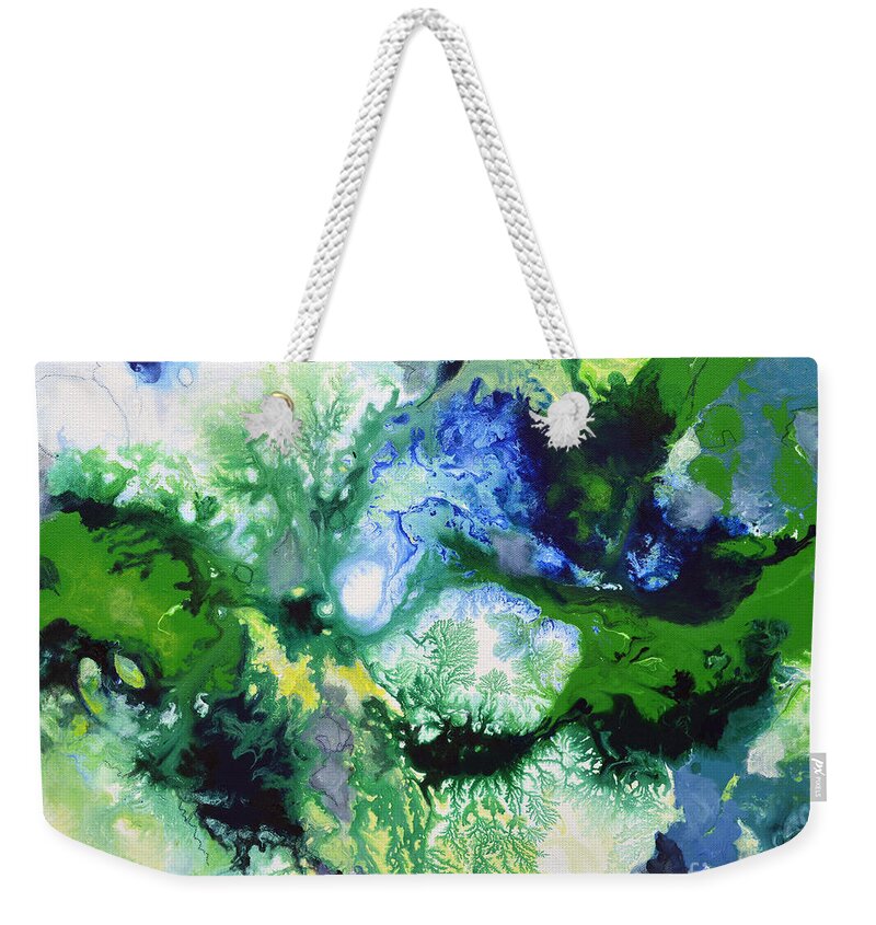 Abstract Weekender Tote Bag featuring the painting Shift To Grey by Sally Trace