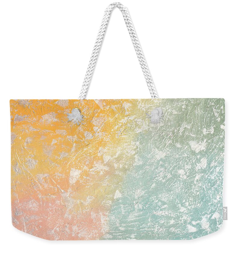 Sky Weekender Tote Bag featuring the painting Shimmering Pastels 2 by Linda Bailey