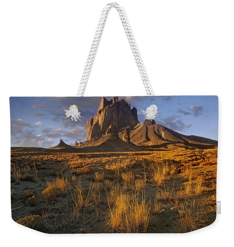 Feb0514 Weekender Tote Bag featuring the photograph Shiprock New Mexico by Tim Fitzharris