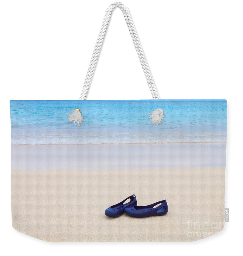 Turner Beach Weekender Tote Bag featuring the photograph Shoes In Paradise by Diane Macdonald