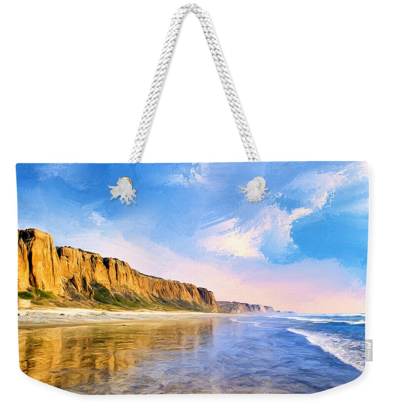 Shore Weekender Tote Bag featuring the painting Shore Cliffs Near San Onofre by Dominic Piperata