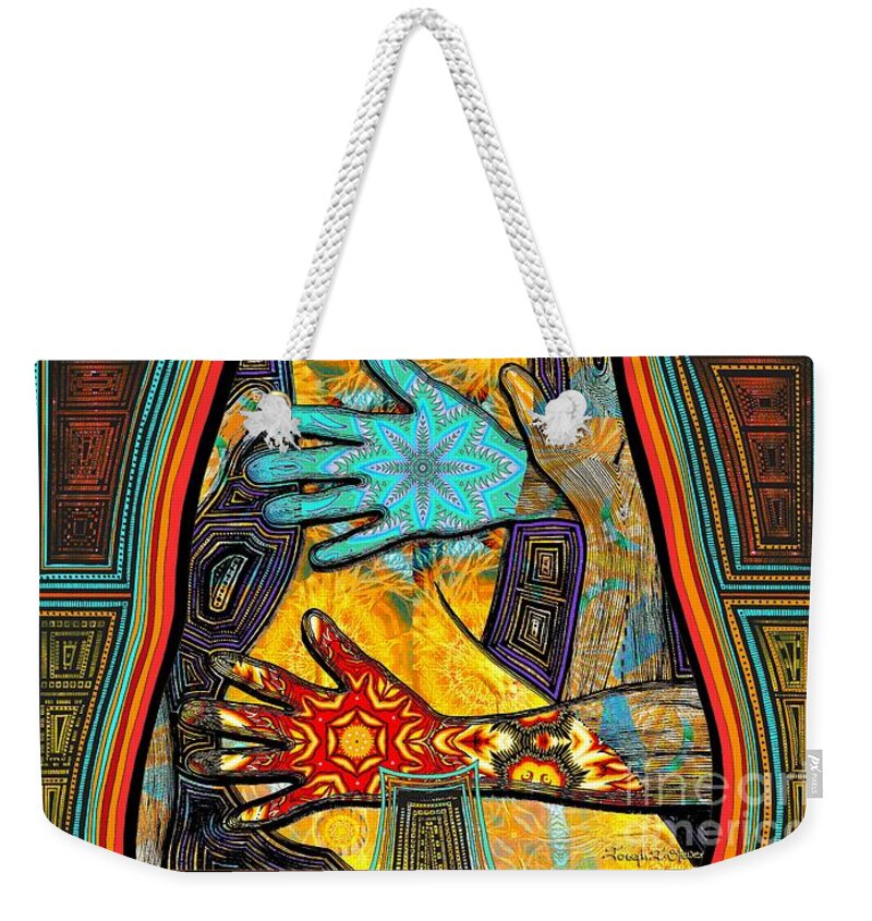 Nude Art Weekender Tote Bag featuring the drawing Show of Hands by Joseph J Stevens
