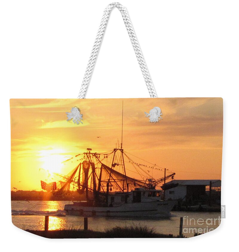 Fishing Trip Weekender Tote Bag featuring the photograph Shrimp Boat at Sargent  by Jimmie Bartlett