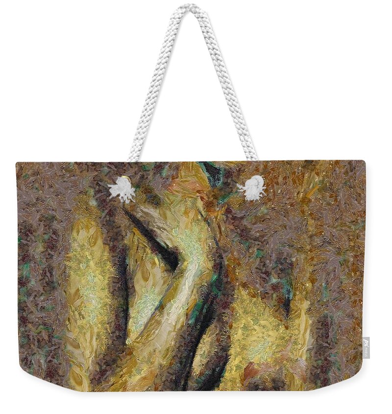 Figurative Weekender Tote Bag featuring the painting Shyness by Dragica Micki Fortuna