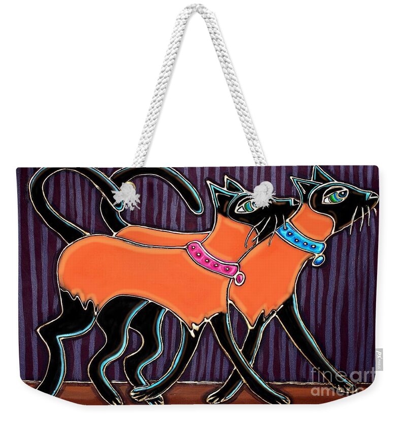 Siamese Weekender Tote Bag featuring the painting Siamese Twins by Cynthia Snyder
